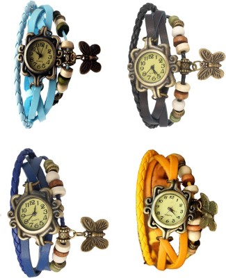 NS18 Vintage Butterfly Rakhi Combo of 4 Sky Blue, Blue, Black And Yellow Analog Watch  - For Women   Watches  (NS18)