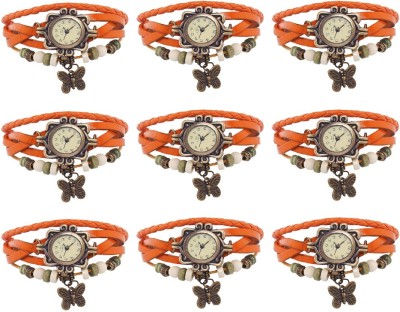 NS18 Vintage Butterfly Rakhi Combo of 9 Orange Analog Watch  - For Women   Watches  (NS18)