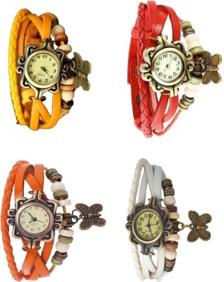 NS18 Vintage Butterfly Rakhi Combo of 4 Yellow, Orange, Red And White Analog Watch  - For Women   Watches  (NS18)