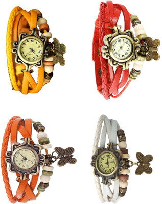 

Kissu Vintage Rakhi Combo of 4 Yellow, Orange, Red And White Watch - For Women