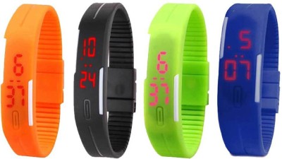NS18 Silicone Led Magnet Band Combo of 4 Orange, Black, Green And Blue Digital Watch  - For Boys & Girls   Watches  (NS18)