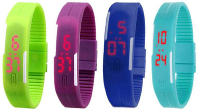 

Kissu Led Magnet Band Combo of 4 Green, Purple, Blue And Sky Blue Watch - For Men & Women