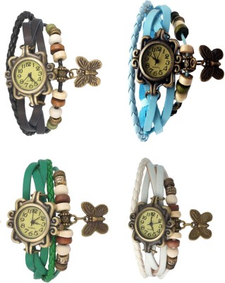 NS18 Vintage Butterfly Rakhi Combo of 4 Black, Green, Sky Blue And White Analog Watch  - For Women   Watches  (NS18)