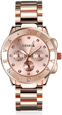 

Geneva Platinum Big Size Rose Gold Watch - For Women