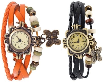 Ravishing Bracelet Black & Orange Analog Watch  - For Girls   Watches  (Ravishing)
