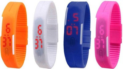 NS18 Silicone Led Magnet Band Combo of 4 Orange, White, Blue And Pink Digital Watch  - For Boys & Girls   Watches  (NS18)