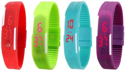 NS18 Silicone Led Magnet Band Watch Combo of 4 Red, Green, Sky Blue And Purple Digital Watch  - For Couple   Watches  (NS18)