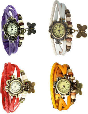 

Kissu Vintage Rakhi Combo of 4 Purple, Red, White And Yellow Watch - For Women