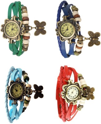 NS18 Vintage Butterfly Rakhi Combo of 4 Green, Sky Blue, Blue And Red Analog Watch  - For Women   Watches  (NS18)