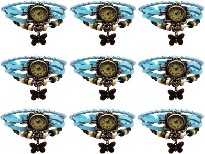 NS18 Vintage Butterfly Rakhi Combo of 9 Sky Blue Analog Watch  - For Women   Watches  (NS18)