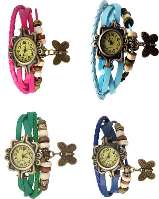 

Kissu Vintage Rakhi Combo of 4 Pink, Green, Sky Blue And Blue Watch - For Women