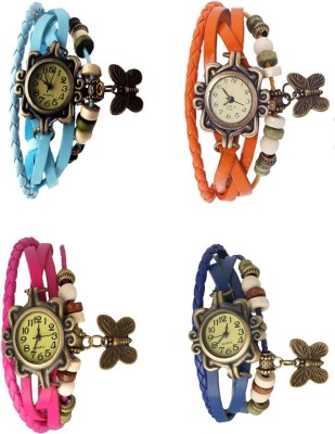 NS18 Vintage Butterfly Rakhi Combo of 4 Sky Blue, Pink, Orange And Blue Analog Watch  - For Women   Watches  (NS18)