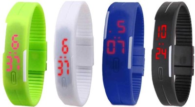 NS18 Silicone Led Magnet Band Combo of 4 Green, White, Blue And Black Digital Watch  - For Boys & Girls   Watches  (NS18)