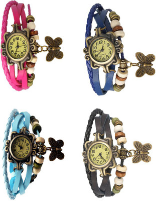 

Kissu Vintage Rakhi Combo of 4 Pink, Sky Blue, Blue And Black Watch - For Women