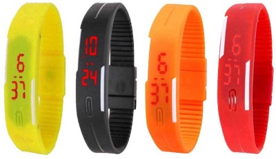 NS18 Silicone Led Magnet Band Watch Combo of 4 Yellow, Black, Orange And Red Digital Watch  - For Couple   Watches  (NS18)