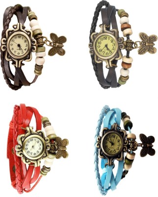 NS18 Vintage Butterfly Rakhi Combo of 4 Brown, Red, Black And Sky Blue Analog Watch  - For Women   Watches  (NS18)