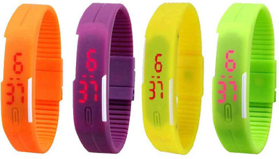 

Kissu Led Magnet Band Combo of 4 Orange, Purple, Yellow And Green Watch - For Men & Women