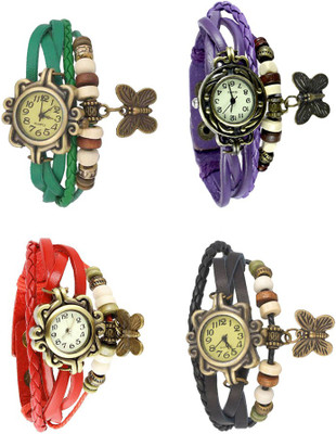 

Kissu Vintage Rakhi Combo of 4 Green, Red, Purple And Black Watch - For Women