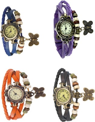 NS18 Vintage Butterfly Rakhi Combo of 4 Blue, Orange, Purple And Black Analog Watch  - For Women   Watches  (NS18)