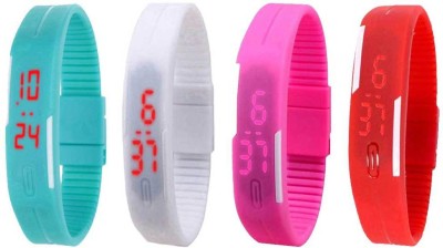 NS18 Silicone Led Magnet Band Watch Combo of 4 Sky Blue, White, Pink And Red Digital Watch  - For Couple   Watches  (NS18)