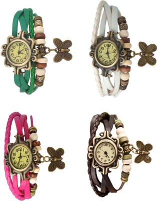 NS18 Vintage Butterfly Rakhi Combo of 4 Green, Pink, White And Brown Analog Watch  - For Women   Watches  (NS18)