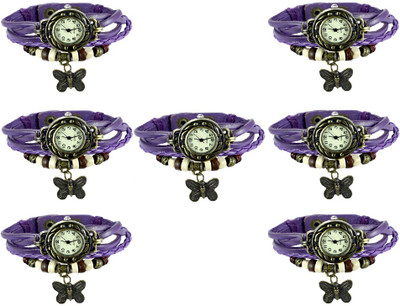 

NS18 Vintage Butterfly Rakhi Combo of 7 Purple Watch - For Women
