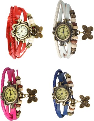 NS18 Vintage Butterfly Rakhi Combo of 4 Red, Pink, White And Blue Analog Watch  - For Women   Watches  (NS18)