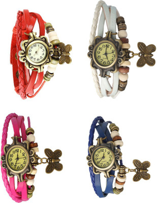 NS18 Vintage Butterfly Rakhi Combo of 4 Red, Pink, White And Blue Analog Watch  - For Women   Watches  (NS18)