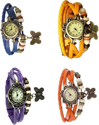 NS18 Vintage Butterfly Rakhi Combo of 4 Blue, Purple, Yellow And Orange Analog Watch  - For Women   Watches  (NS18)