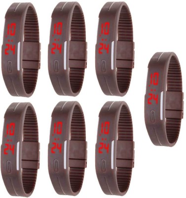 NS18 Silicone Led Magnet Band Combo of 7 Brown Digital Watch  - For Boys & Girls   Watches  (NS18)