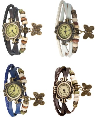 NS18 Vintage Butterfly Rakhi Combo of 4 Black, Blue, White And Brown Analog Watch  - For Women   Watches  (NS18)