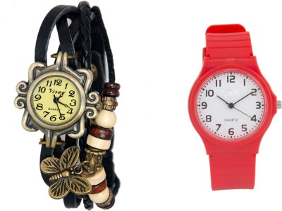 COSMIC COSMIC BLACK BRACELET WATCH HAVING BUTTERFLY VINTAGE PENDANT WITH RED ANALOGUE WATCH Analog Watch  - For Women   Watches  (COSMIC)