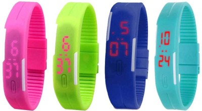 NS18 Silicone Led Magnet Band Watch Combo of 4 Pink, Green, Blue And Sky Blue Digital Watch  - For Couple   Watches  (NS18)
