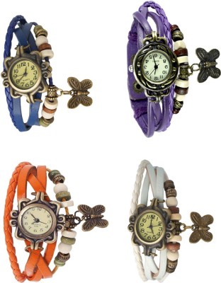 NS18 Vintage Butterfly Rakhi Combo of 4 Blue, Orange, Purple And White Analog Watch  - For Women   Watches  (NS18)