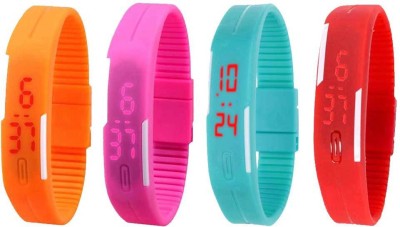 NS18 Silicone Led Magnet Band Watch Combo of 4 Orange, Pink, Sky Blue And Red Digital Watch  - For Couple   Watches  (NS18)