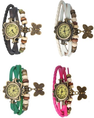 NS18 Vintage Butterfly Rakhi Combo of 4 Black, Green, White And Pink Analog Watch  - For Women   Watches  (NS18)