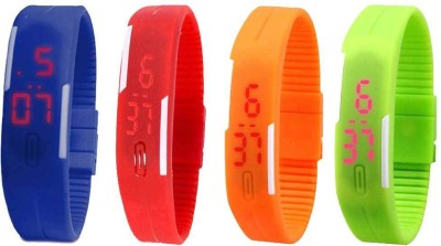 NS18 Silicone Led Magnet Band Combo of 4 Blue, Red, Orange And Green Digital Watch  - For Boys & Girls   Watches  (NS18)