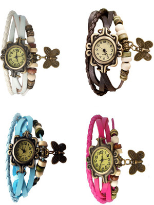 

NS18 Vintage Butterfly Rakhi Combo of 4 White, Sky Blue, Brown And Pink Watch - For Women