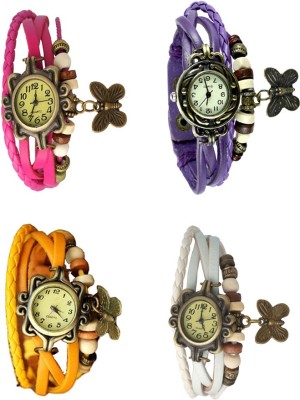 NS18 Vintage Butterfly Rakhi Combo of 4 Pink, Yellow, Purple And White Analog Watch  - For Women   Watches  (NS18)