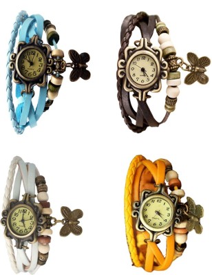 NS18 Vintage Butterfly Rakhi Combo of 4 Sky Blue, White, Brown And Yellow Analog Watch  - For Women   Watches  (NS18)