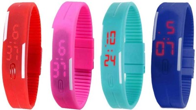 NS18 Silicone Led Magnet Band Combo of 4 Red, Pink, Sky Blue And Blue Digital Watch  - For Boys & Girls   Watches  (NS18)