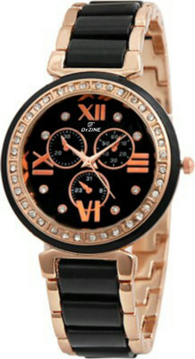 

Dezine Crystal Studded Rose Gold-DZ-LR70-BLK-CH Watch - For Women
