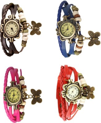 NS18 Vintage Butterfly Rakhi Combo of 4 Brown, Pink, Blue And Red Analog Watch  - For Women   Watches  (NS18)