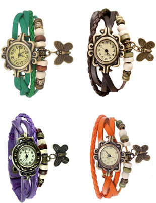 

Kissu Vintage Rakhi Combo of 4 Green, Purple, Brown And Orange Watch - For Women