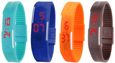

Kissu Led Magnet Band Combo of 4 Sky Blue, Blue, Orange And Brown Watch - For Men & Women