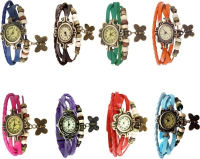 NS18 Vintage Butterfly Rakhi Combo of 8 Blue, Brown, Green, Orange, Pink, Purple, Sky Blue And Red Analog Watch  - For Women   Watches  (NS18)