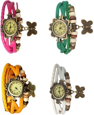 NS18 Vintage Butterfly Rakhi Combo of 4 Pink, Yellow, Green And White Analog Watch  - For Women   Watches  (NS18)