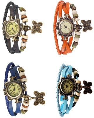 NS18 Vintage Butterfly Rakhi Combo of 4 Black, Blue, Orange And Sky Blue Analog Watch  - For Women   Watches  (NS18)