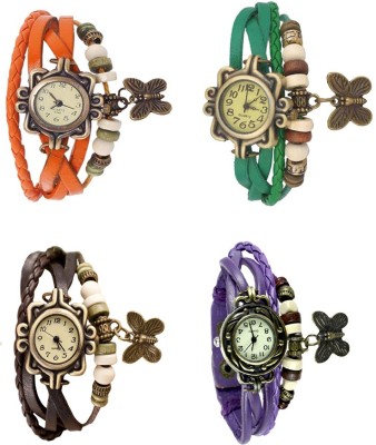 NS18 Vintage Butterfly Rakhi Combo of 4 Orange, Brown, Green And Purple Watch  - For Women   Watches  (NS18)