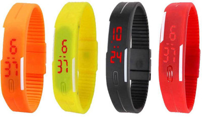 

Kissu Led Magnet Band Combo of 4 Orange, Yellow, Black And Red Watch - For Men & Women